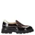 Babouche Evita-21 chunky lakleren loafers met panterprint – zwart/ecru