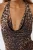 Luipaardprint Slim Fit Sjaalkraag Bodysuit