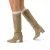 Manfield – Dames – Beige suède hoge laarzen met hak –