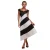 Asymmetrische jurk met contrasterende strepen vrouw Goddiva Midi