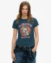Superdry Vrouwen Tattoo Rhinestone Getailleerd T-shirt Blauw