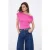 TRENDYOLMİLLA Dames Roze Effen Kort Getailleerd Blouses