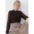 Rimpelige Mandarin Kraag Lange Mouw Chiffon Blouse