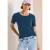 Cecil Dames Basic Shirt met ronde hals in effen kleur in Blauw
