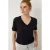 V-hals Korte Mouw Effen T-shirt