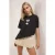 TRENDYOLMİLLA Dames Zwart Grafisch Kort Oversized T-shirts