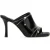 Zwarte Leren Peep Mules