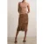 Reiss Suede Midi Skirt Tan Brown