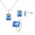 Ketting set, oorbellen en verstelbare ring tweekleurige kristallen groen blauw zilver 925 – Anais