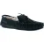 Hush puppies allie leer dames mocassin memory foam faux fur navy
