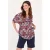 DIDI Blouse S/s Flirt Poppy Red With Lots Of Leaves Print