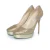 Glitter platform pumps van stof in goud
