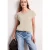 Street One Dames Shirt met ronde hals en rimpels in Beige