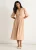 Midi-jurk met gerimpelde taille en havermoutkleurige stippenprint