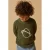 LIL’ ATELIER MINI katoenen regular fit gebreide trui met borduursels en print – olijfgroen