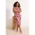 Trendyol Curve Dames Roze Bloemen Midi Mouwloos Recht Grote maten Jurk