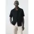 Mango Man regular casual overhemd met linnen donkerblauw