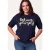 Miss Etam Plus gebreide trui met tekst – donkerblauw