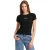 Guess Dames/Dames Ovaal Logo Geribd Slank T-shirt (Jet Zwart)