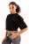 JUSTEVER 100% katoenen cropped T-shirt met ronde hals, zwart, voor dames – Maia