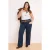 Trendyol Curve Dames Donkerblauw Effen Wijde pijp Hoge taille Grote maten Jeans