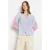 LOLALIZA gestreepte blouse met borduursels – lichtblauw/ecru/roze