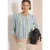 Blouse met 3/4 mouwen en meerkleurige strepen