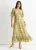 Groene viscose-jacquard gelegenheidsmidi-jurk
