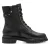 Tamaris Dames Fashion Zwarte Leren Veterschoenen met Rits Combat Enkellaarsjes