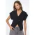 Effen V-hals Korte Mouwen Blouse met Knopen Sluiting