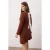 Trendyol Curve Dames Bruin Effen Kort / Mini Lang Casual A-lijn Grote maten Jurk