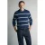 Mango Man katoenen relaxed fit gebreide gestreepte trui – middenblauw