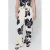 Mango wide leg regular waist gebloemde broek – ecru