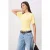 TRENDYOLMİLLA Dames Geel Effen Driekwart mouw Getailleerd T-shirts