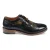 Justin Reess Heren Zwarte Leren Bloemenprint Brogue Dress Schoenen – Ross