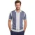 Blue Industry polo blauw wit fijn gebreid gestreept