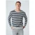 No Excess Pullover Crewneck Melange Stripes Carbon Blue