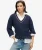 Oversized Gebreide Crickettrui met V-hals Blauw