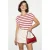 Gestreepte gebreide top met boothals