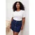 Trendyol Curve Dames Wit Effen Kort Getailleerd Grote maten Blouses