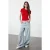 TRENDYOLMİLLA Dames Rood Effen Lang Getailleerd T-shirts