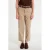 Cache Cache high waist straight leg gestreepte cropped broek – beige