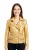 Dames leren gouden Brando bikerjack – Constantia