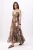 Mouwloze maxi-jurk voor dames met bruin sjaalpatroon