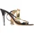 Jimmy Choo T-Strap Haksandalen in Zwart en Gouden Leer