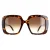 Alexander McQueen Square Dames Tortoise Bruin Gradient AM0378S