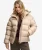 Hooded Shine Puffer Jas Slanke Pasvorm Beige
