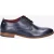 Base London Script Washed Leren Herenschoenen In Marineblauwe Oxford-Stijl