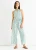 Blauwe jumpsuit met bloemenprint en halternek