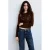 Mango gebreid vest met kraaltjes – bruin